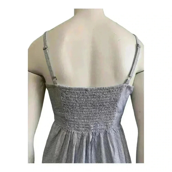 TOMMY HILFIGER sweetheart sun dress chambray blue stripe ruffle women size 4 - Picture 9 of 12